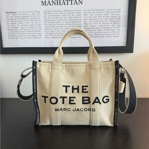 Marc Jacobs Cream Tote Bag with Black Accents